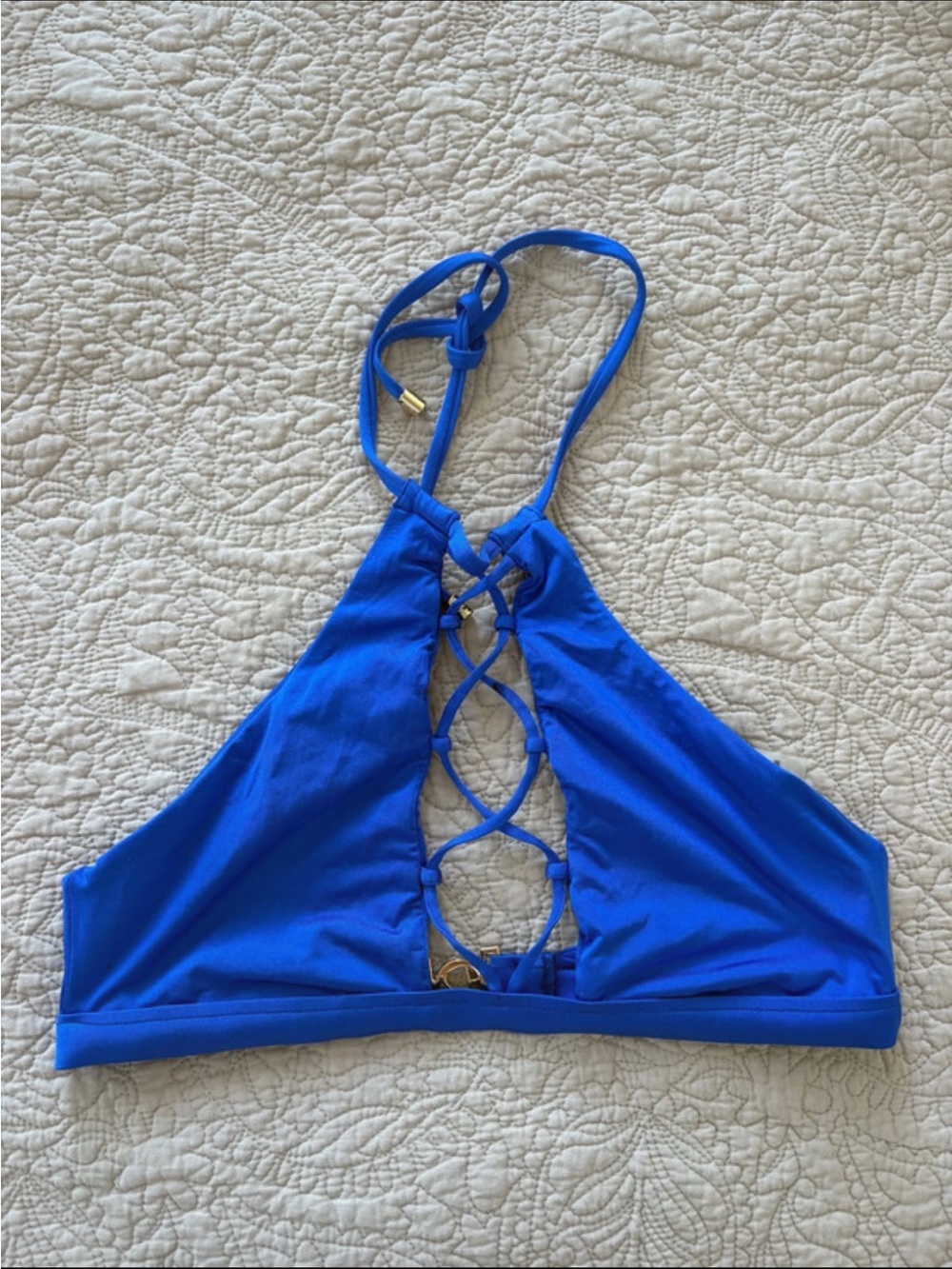 NWOT Beach Bunny Royal Blue Lace Up Bikini Top